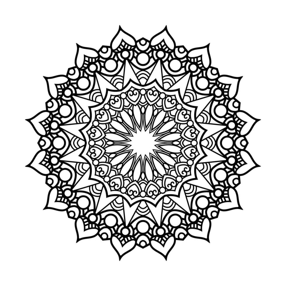 dekorativ mandala och mönster för mehndi, bröllop, tatuering, islam, indian, arabiska. översikt mandalas färg bok sida. vektor