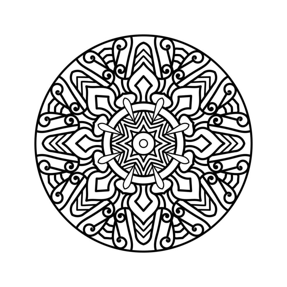 dekorativ mandala och mönster för mehndi, bröllop, tatuering, islam, indian, arabiska. översikt mandalas färg bok sida. vektor