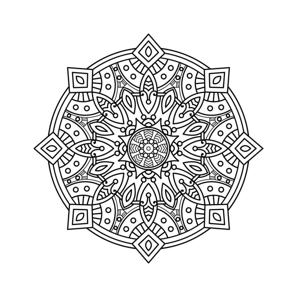 dekorativ mandala och mönster för mehndi, bröllop, tatuering, islam, indian, arabiska. översikt mandalas färg bok sida. vektor