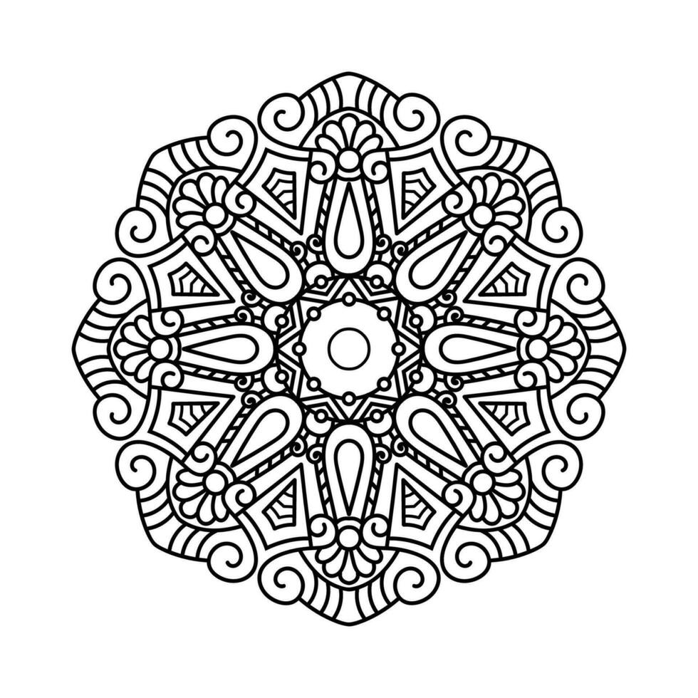 dekorativ mandala och mönster för mehndi, bröllop, tatuering, islam, indian, arabiska. översikt mandalas färg bok sida. vektor