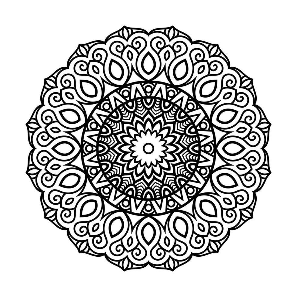 dekorativ mandala och mönster för mehndi, bröllop, tatuering, islam, indian, arabiska. översikt mandalas färg bok sida. vektor