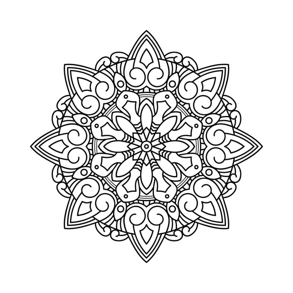 dekorativ mandala och mönster för mehndi, bröllop, tatuering, islam, indian, arabiska. översikt mandalas färg bok sida. vektor