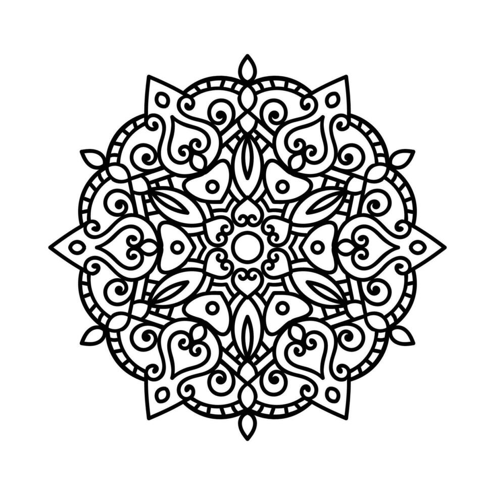 dekorativ mandala och mönster för mehndi, bröllop, tatuering, islam, indian, arabiska. översikt mandalas färg bok sida. vektor