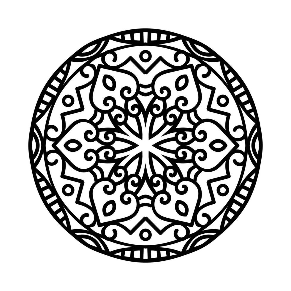 dekorativ mandala och mönster för mehndi, bröllop, tatuering, islam, indian, arabiska. översikt mandalas färg bok sida. vektor