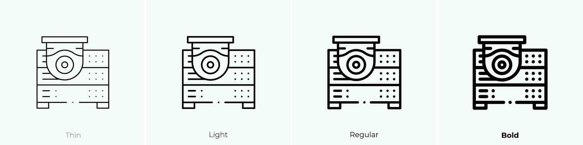 Video Aufzeichnung Symbol. dünn, Licht, regulär und Fett gedruckt Stil Design isoliert auf Weiß Hintergrund vektor