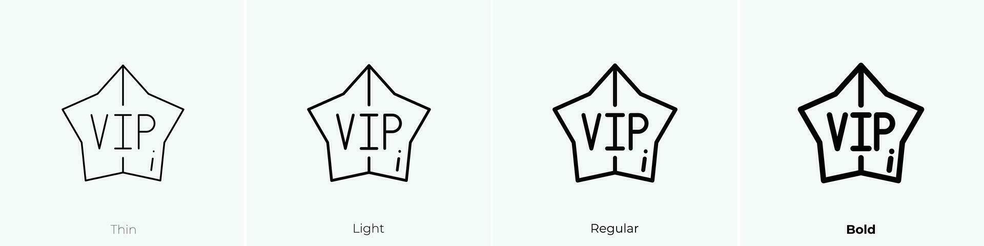 vip Symbol. dünn, Licht, regulär und Fett gedruckt Stil Design isoliert auf Weiß Hintergrund vektor