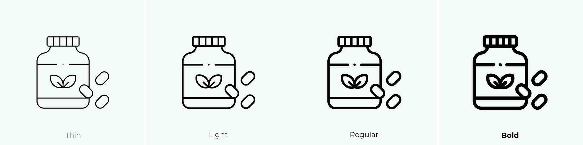 vitaminer ikon. tunn, ljus, regelbunden och djärv stil design isolerat på vit bakgrund vektor