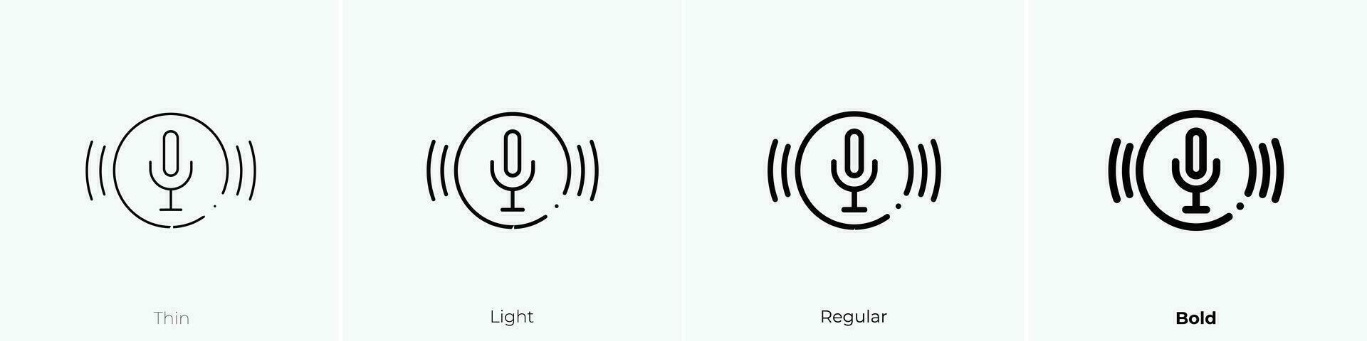 Stimme Steuerung Symbol. dünn, Licht, regulär und Fett gedruckt Stil Design isoliert auf Weiß Hintergrund vektor