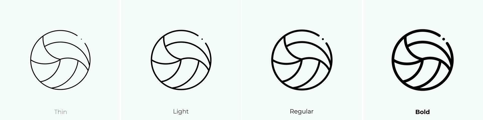 Voleyball Symbol. dünn, Licht, regulär und Fett gedruckt Stil Design isoliert auf Weiß Hintergrund vektor