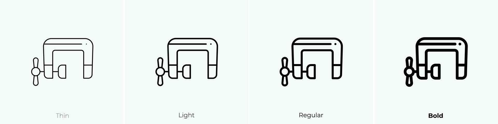 Schraubstock Symbol. dünn, Licht, regulär und Fett gedruckt Stil Design isoliert auf Weiß Hintergrund vektor