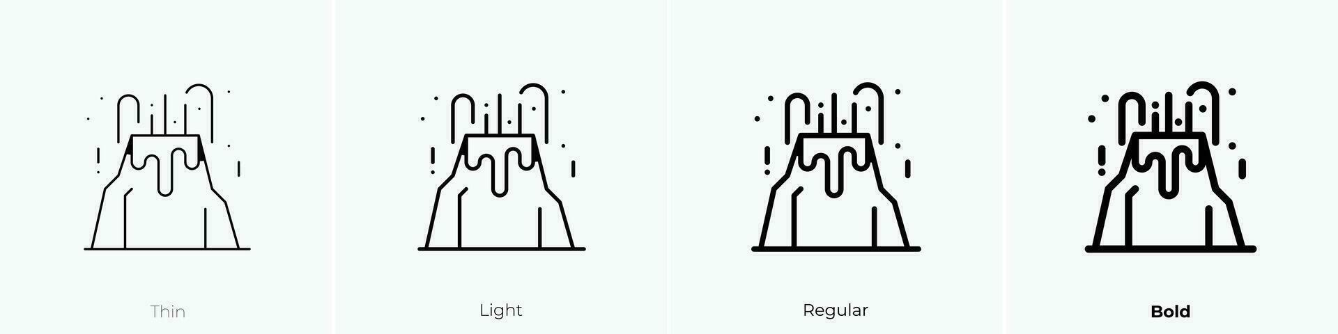 Vulkan Symbol. dünn, Licht, regulär und Fett gedruckt Stil Design isoliert auf Weiß Hintergrund vektor