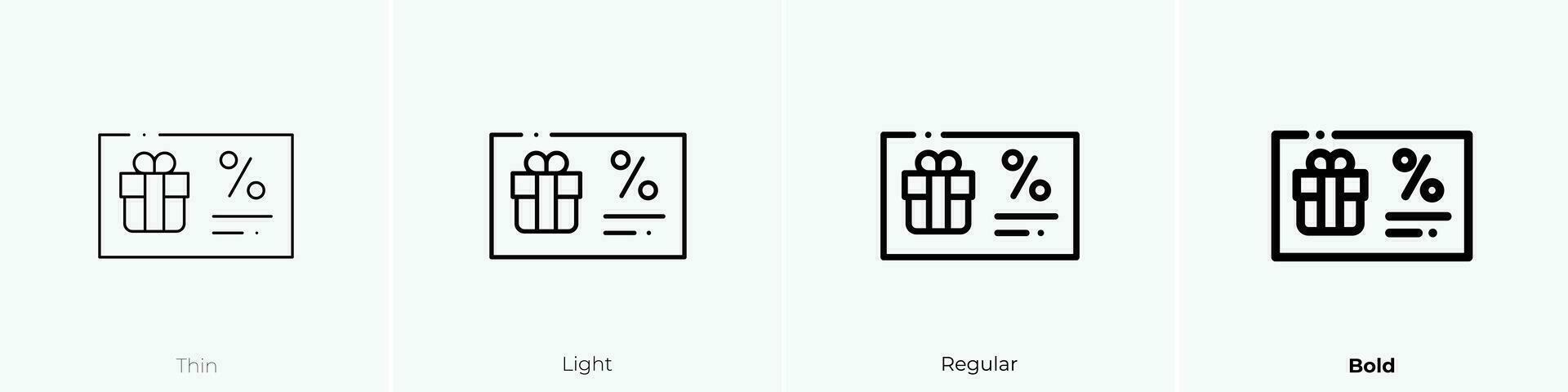 Gutschein Symbol. dünn, Licht, regulär und Fett gedruckt Stil Design isoliert auf Weiß Hintergrund vektor