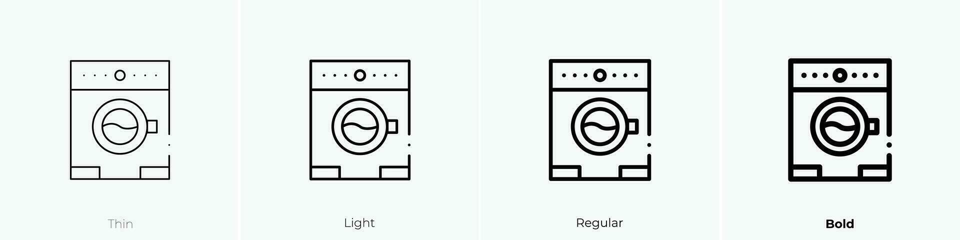tvättning maskin ikon. tunn, ljus, regelbunden och djärv stil design isolerat på vit bakgrund vektor