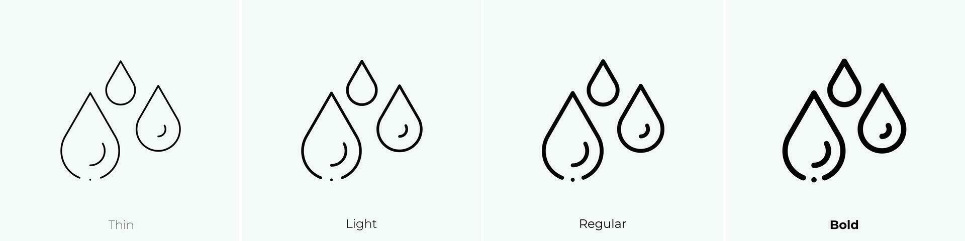 Wassertropfen Symbol. dünn, Licht, regulär und Fett gedruckt Stil Design isoliert auf Weiß Hintergrund vektor