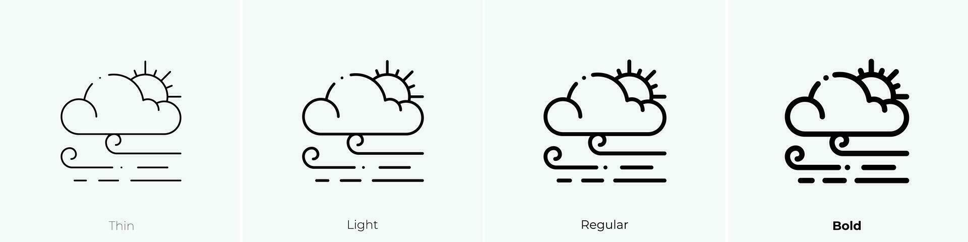 Wetter Symbol. dünn, Licht, regulär und Fett gedruckt Stil Design isoliert auf Weiß Hintergrund vektor