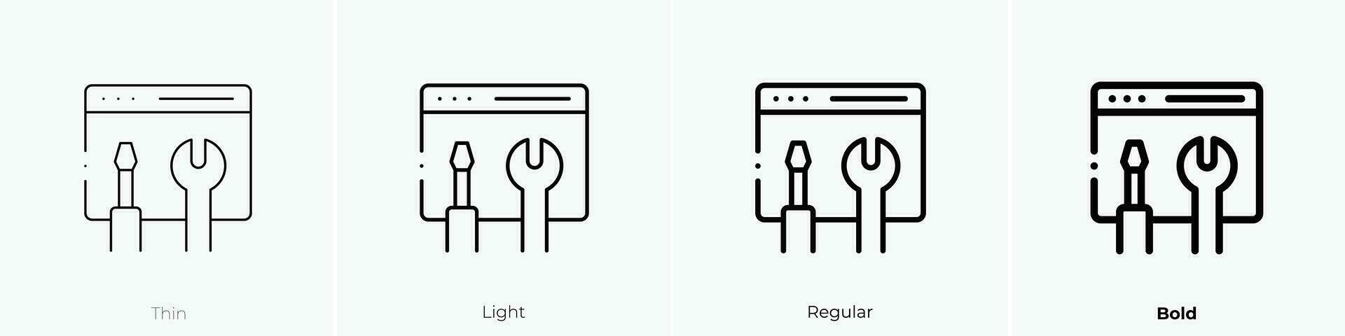 Netz Instandhaltung Symbol. dünn, Licht, regulär und Fett gedruckt Stil Design isoliert auf Weiß Hintergrund vektor