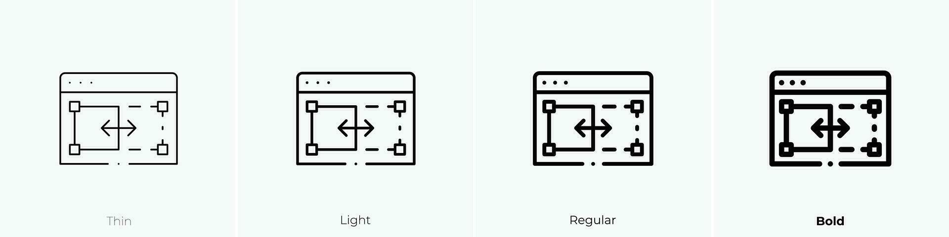 Webseite Symbol. dünn, Licht, regulär und Fett gedruckt Stil Design isoliert auf Weiß Hintergrund vektor