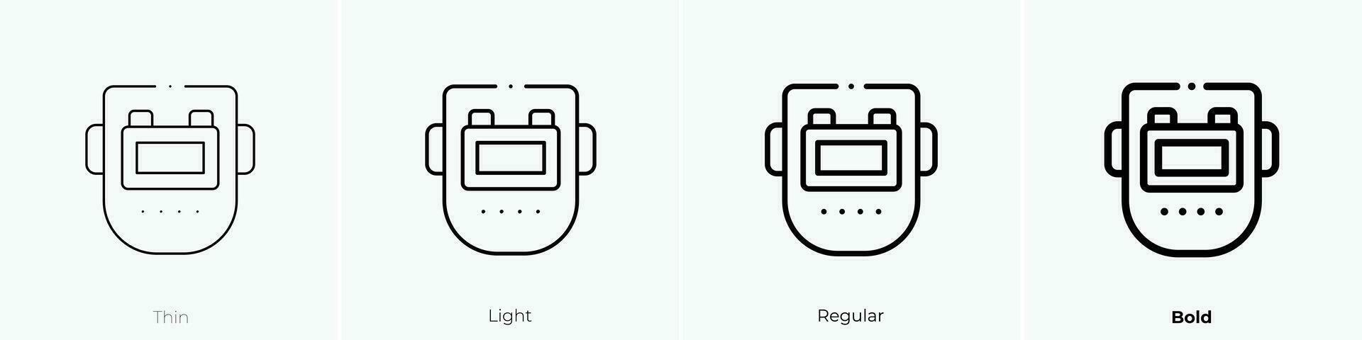 Schweißen Maske Symbol. dünn, Licht, regulär und Fett gedruckt Stil Design isoliert auf Weiß Hintergrund vektor