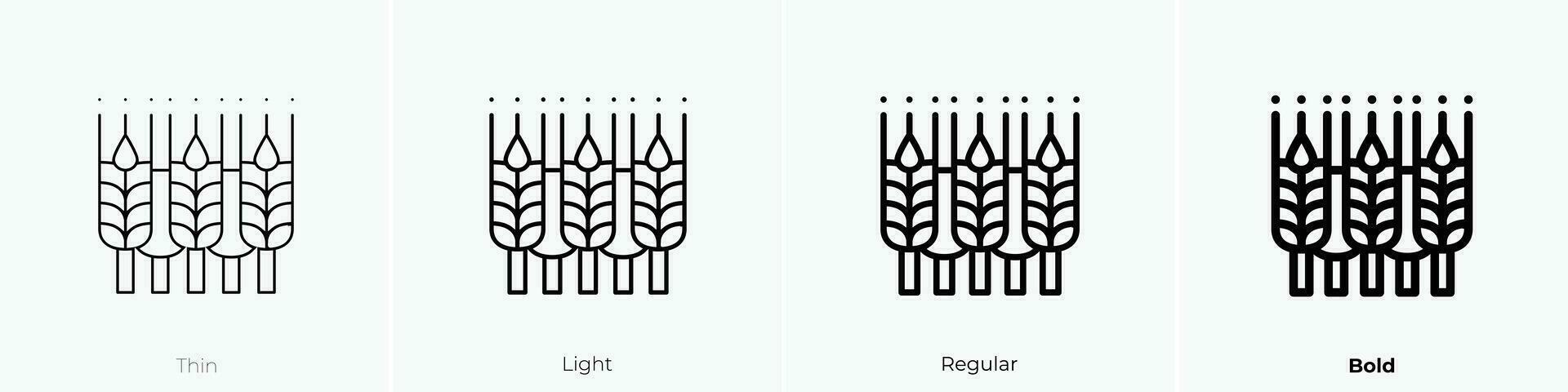 Weizen Symbol. dünn, Licht, regulär und Fett gedruckt Stil Design isoliert auf Weiß Hintergrund vektor