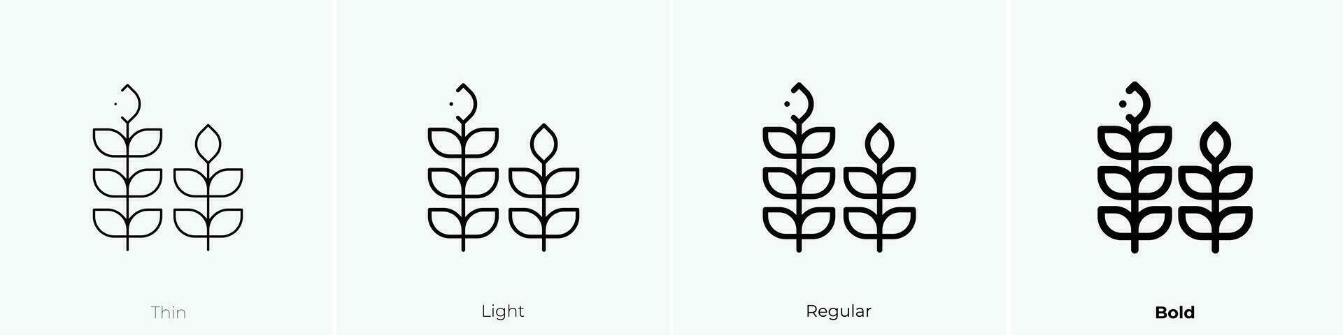 Weizen Symbol. dünn, Licht, regulär und Fett gedruckt Stil Design isoliert auf Weiß Hintergrund vektor