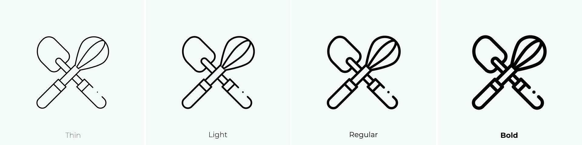 Schneebesen Symbol. dünn, Licht, regulär und Fett gedruckt Stil Design isoliert auf Weiß Hintergrund vektor