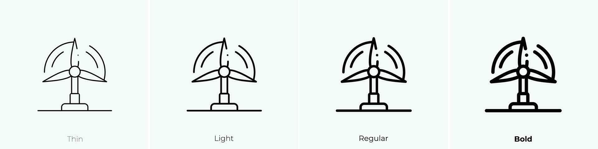 Wind Energie Symbol. dünn, Licht, regulär und Fett gedruckt Stil Design isoliert auf Weiß Hintergrund vektor