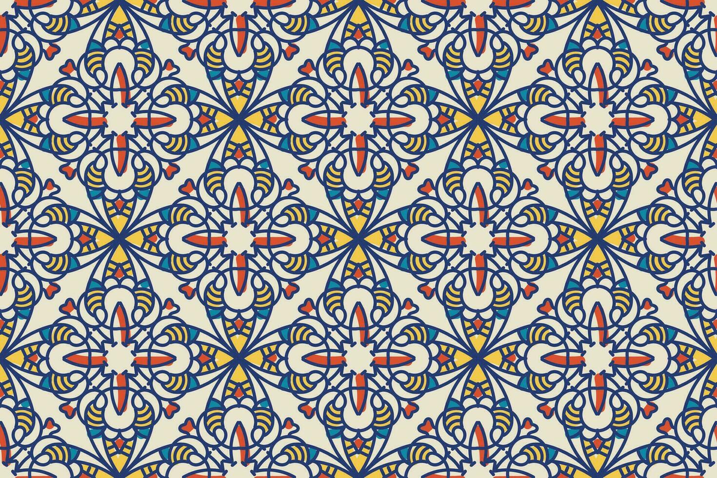 sömlös färgrik patchwork bricka med islam, arabiska, indian, ottoman motiv. majolika krukmakeri bricka. portugisiska och Spanien dekor. keramisk bricka i talavera stil. vektor illustration.