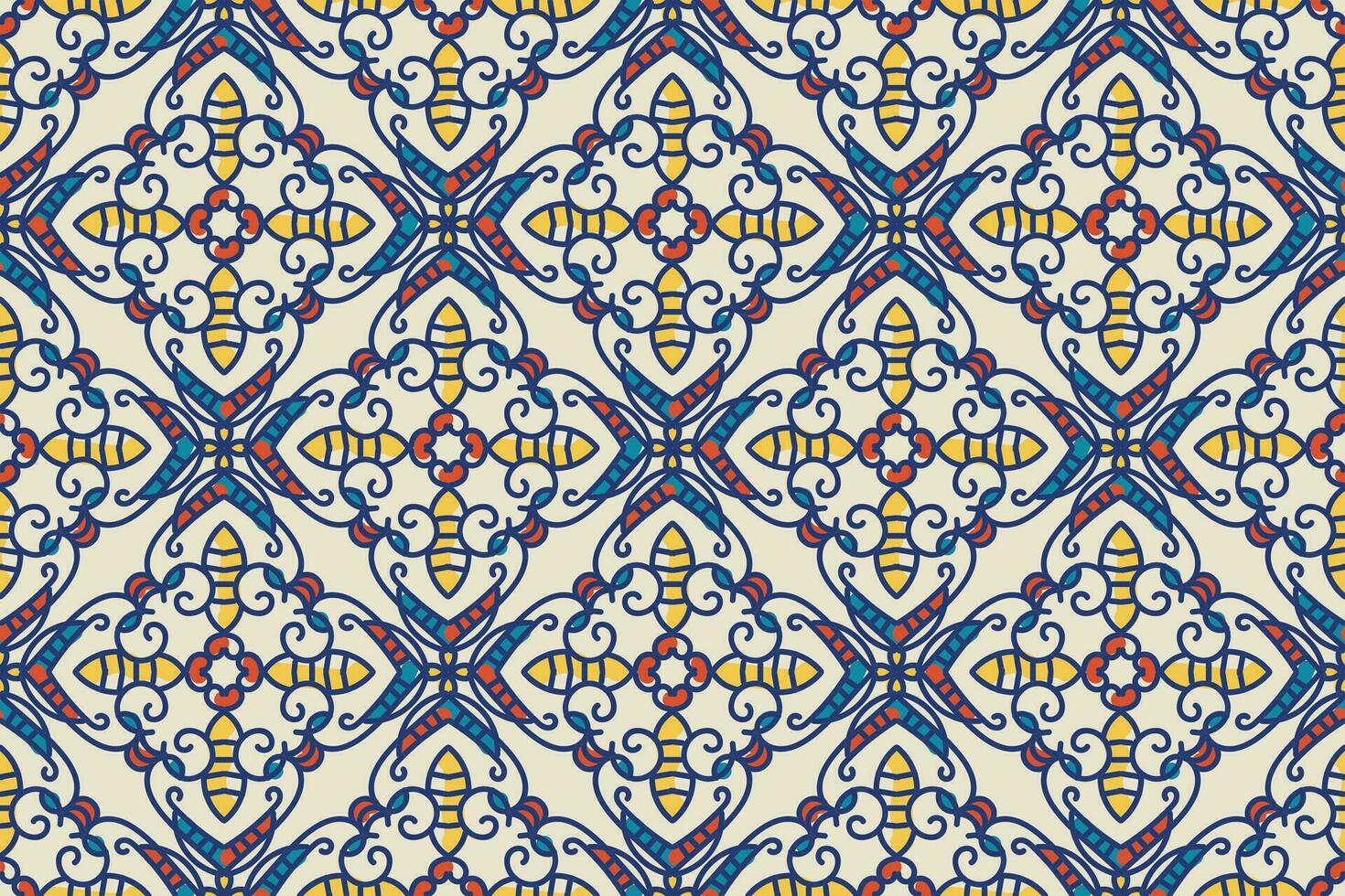 sömlös färgrik patchwork bricka med islam, arabiska, indian, ottoman motiv. majolika krukmakeri bricka. portugisiska och Spanien dekor. keramisk bricka i talavera stil. vektor illustration.