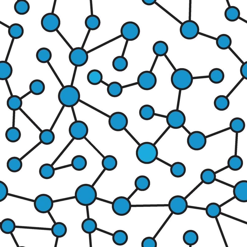 blå prickar molekyl nätverk upprepa mönster på blå bakgrund vektor