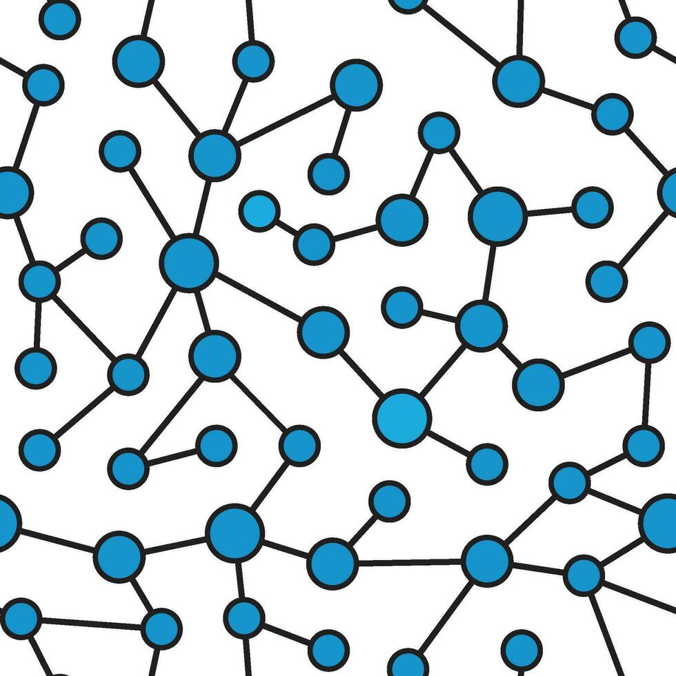Blau Punkte molekular Netzwerk wiederholen Muster auf Blau Hintergrund vektor