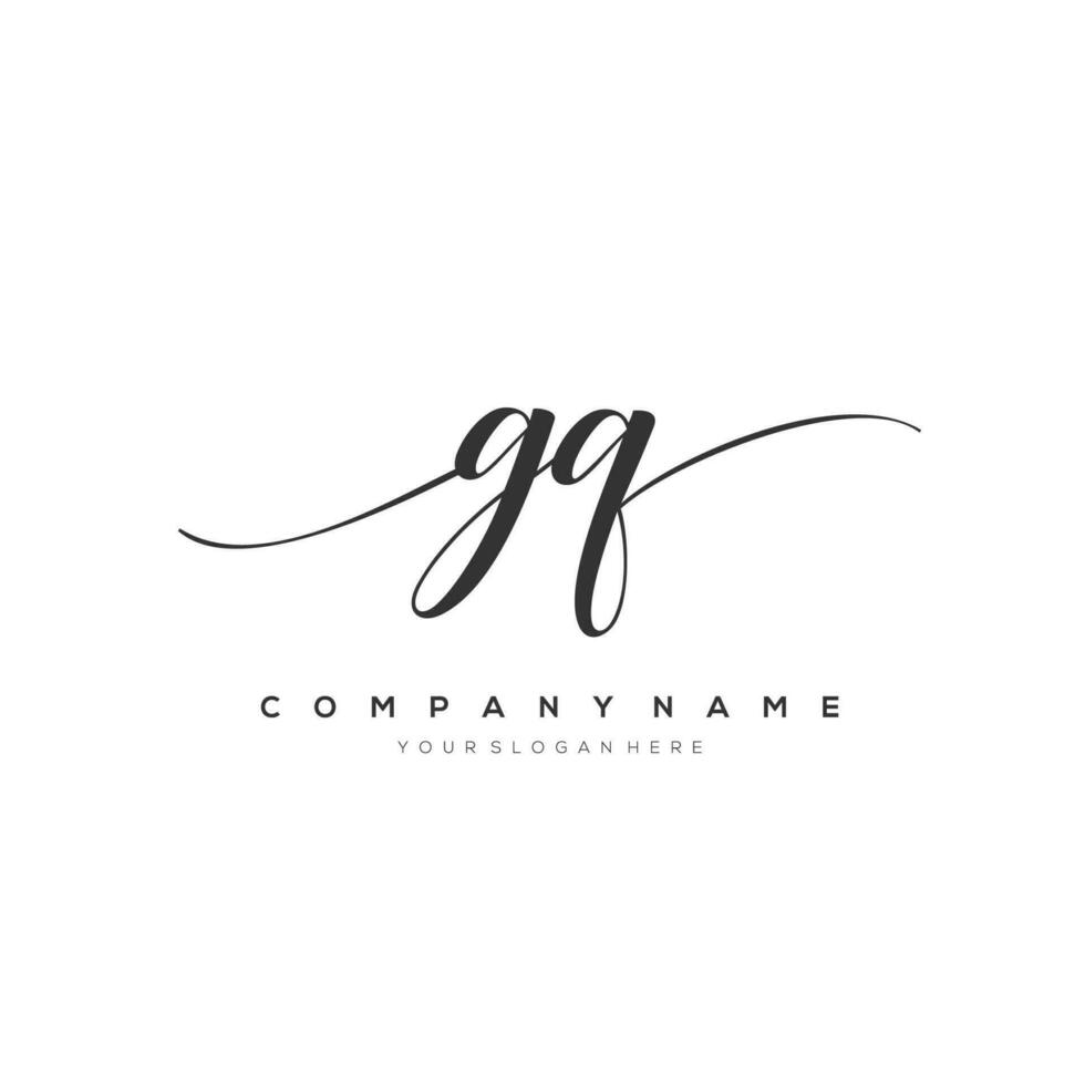 första brev gq logotyp, blomma handstil logotyp design, vektor logotyp för kvinnor skönhet, salong, massage, kosmetisk eller spa varumärke konst.