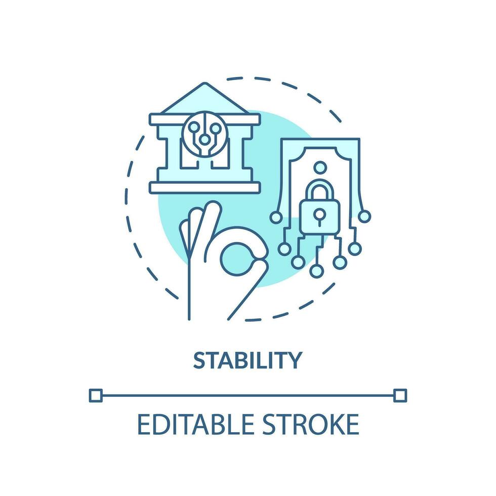 2d editierbar Stabilität dünn Linie Symbol Konzept, isoliert Vektor, Blau Illustration Darstellen Digital Währung. vektor