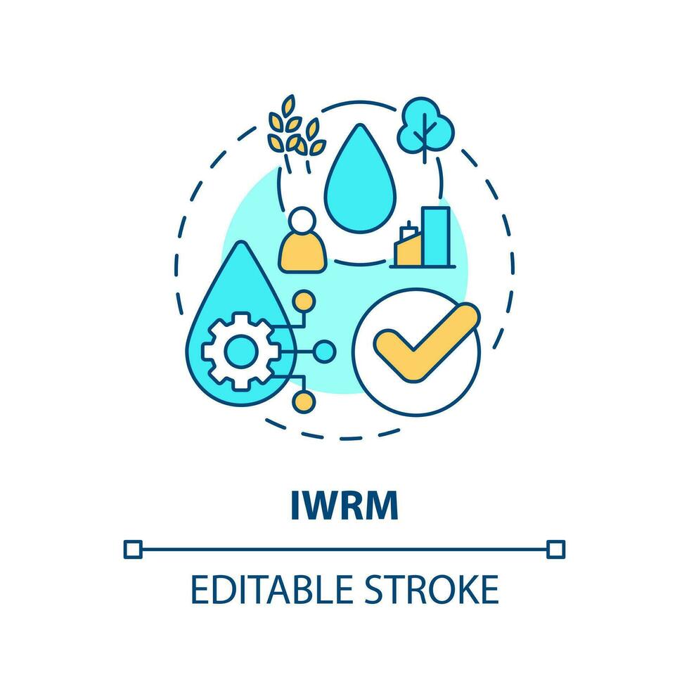 iwrm Konzept Symbol. hydro Ressource Management. sauber Wasser und Hygiene abstrakt Idee dünn Linie Illustration. isoliert Gliederung Zeichnung. editierbar Schlaganfall vektor