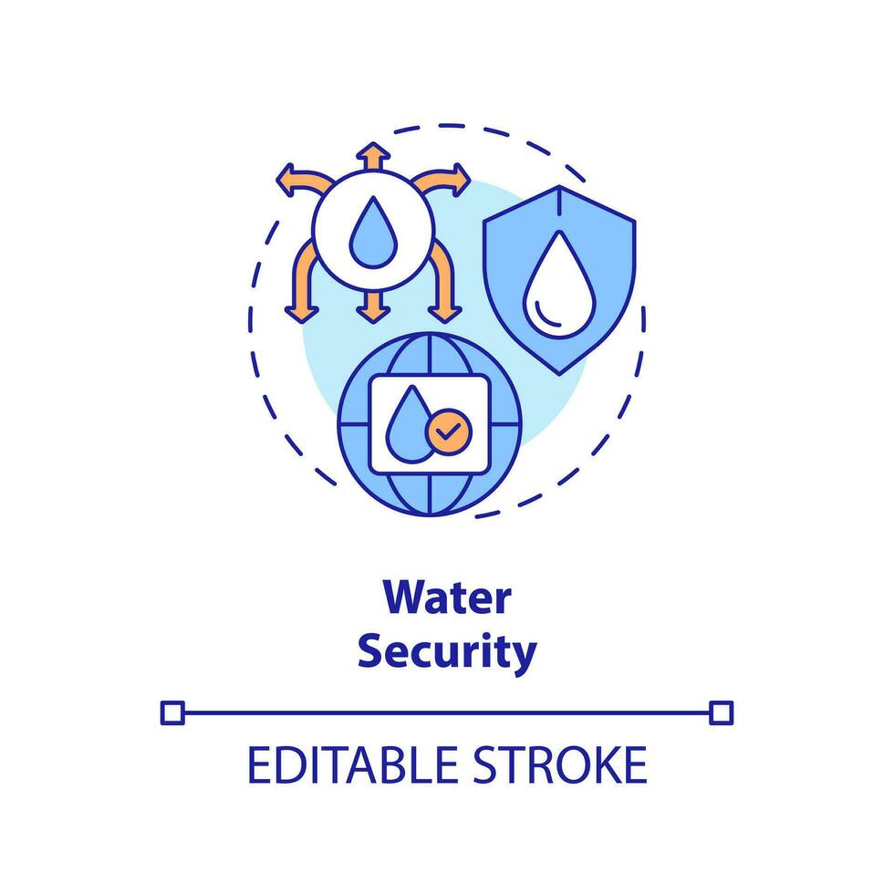 Wasser Sicherheit Konzept Symbol. frisch Aqua. Flüssigkeit Quellen Verwaltung abstrakt Idee dünn Linie Illustration. isoliert Gliederung Zeichnung. editierbar Schlaganfall vektor