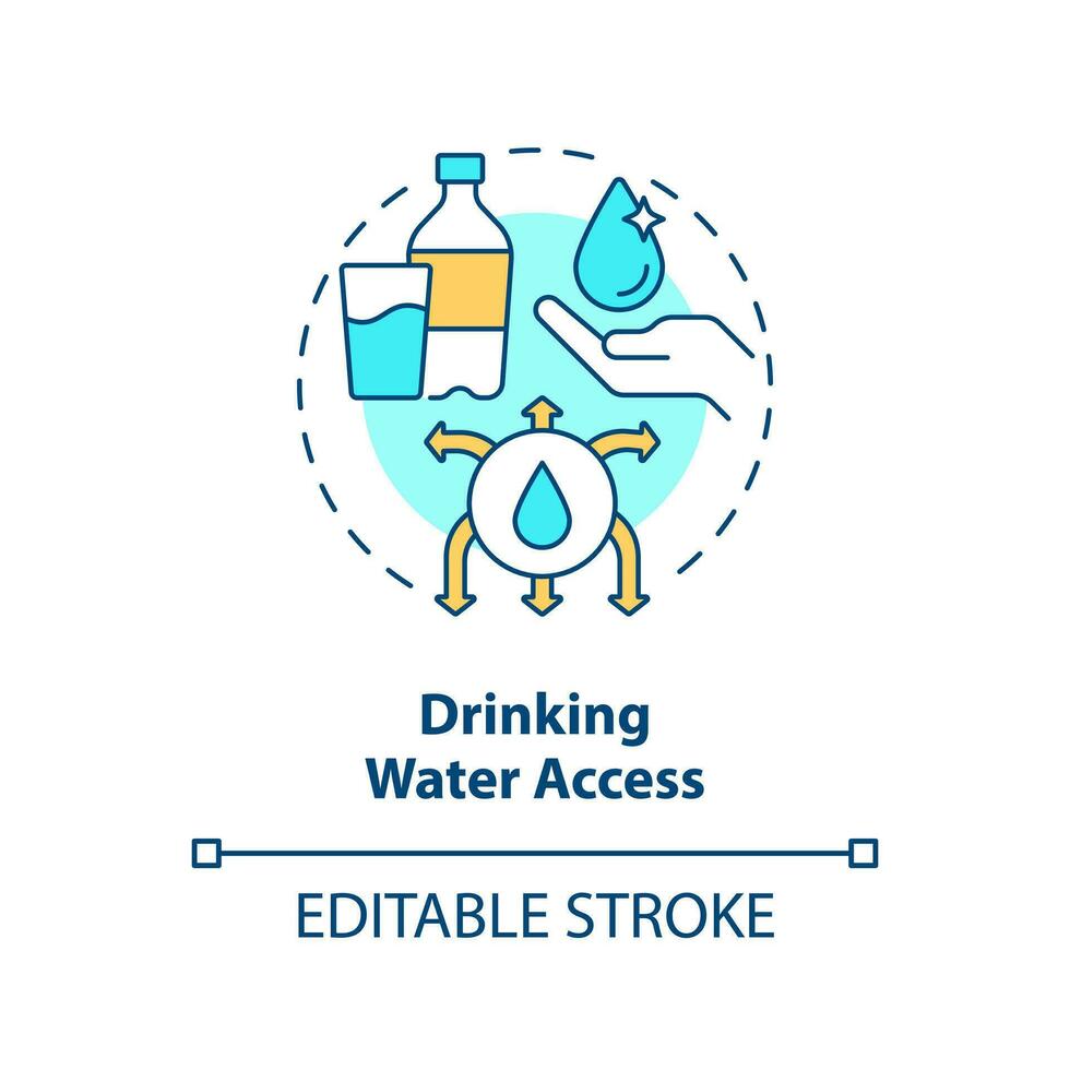 dricka vatten tillgång begrepp ikon. offentlig hälsa. rena aqua och sanering abstrakt aning tunn linje illustration. isolerat översikt teckning. redigerbar stroke vektor