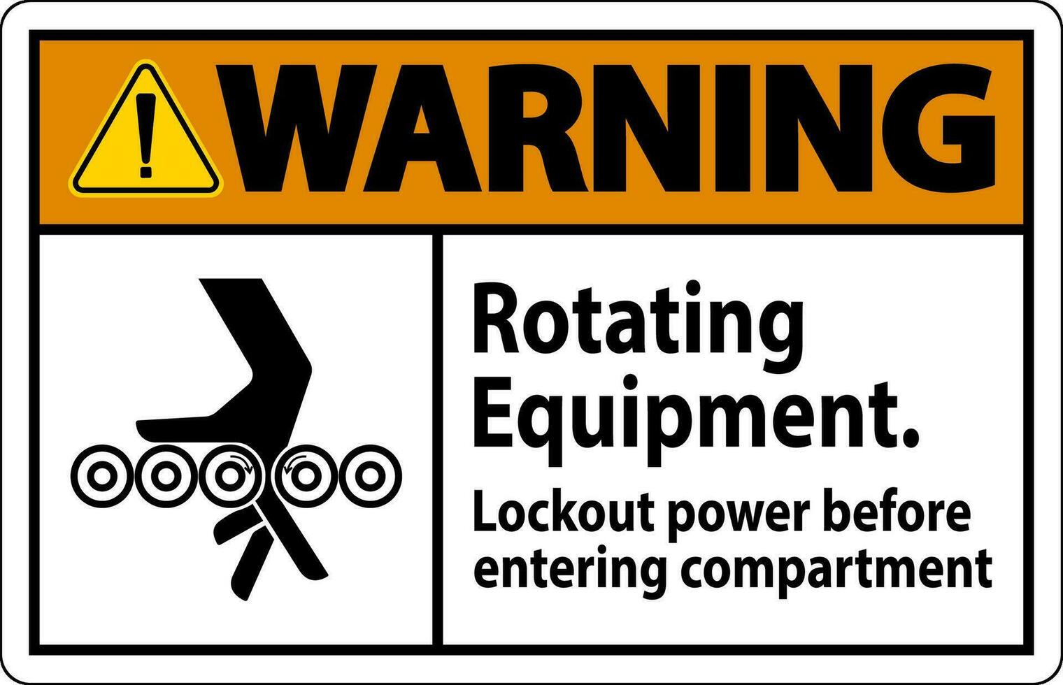 varning tecken, roterande Utrustning, lockout kraft innan som förs in i avdelning vektor