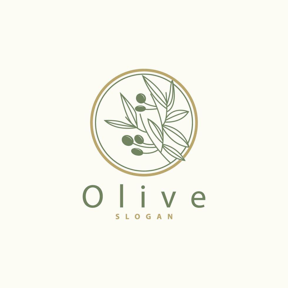 oliv olja logotyp premie design färsk växt trädgård enkel minimalistisk mall symbol illustration vektor