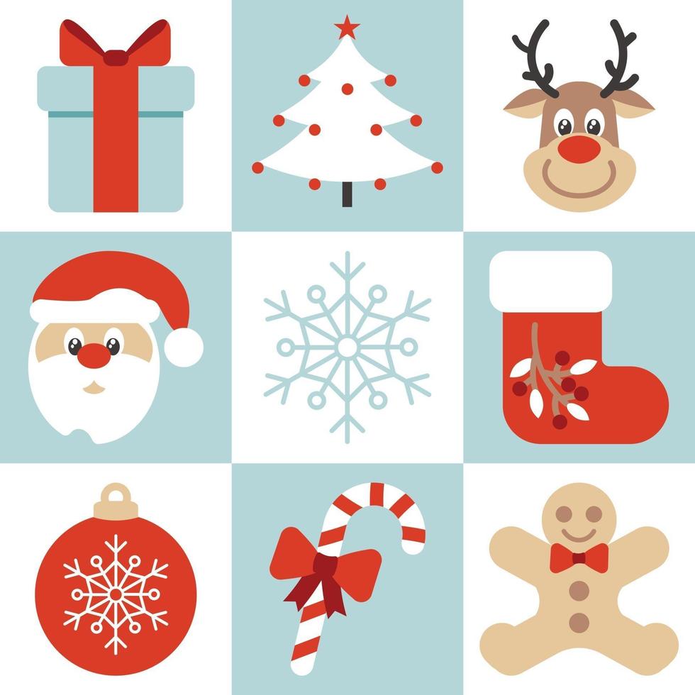 god jul hälsning vykort med jul gran och text platt stil vektorillustration. firar jul och gott nytt årskort med gåvor och träd isolerad på snöflingabakgrund. vektor