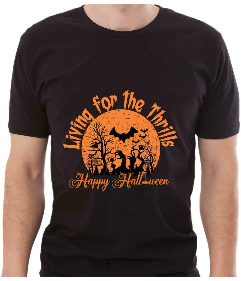 Leben zum das Nervenkitzel glücklich Halloween t Hemd Design vektor