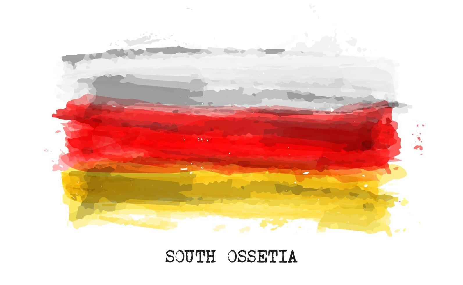 realistische aquarellmalerei flagge von südossetien. Vektor. vektor