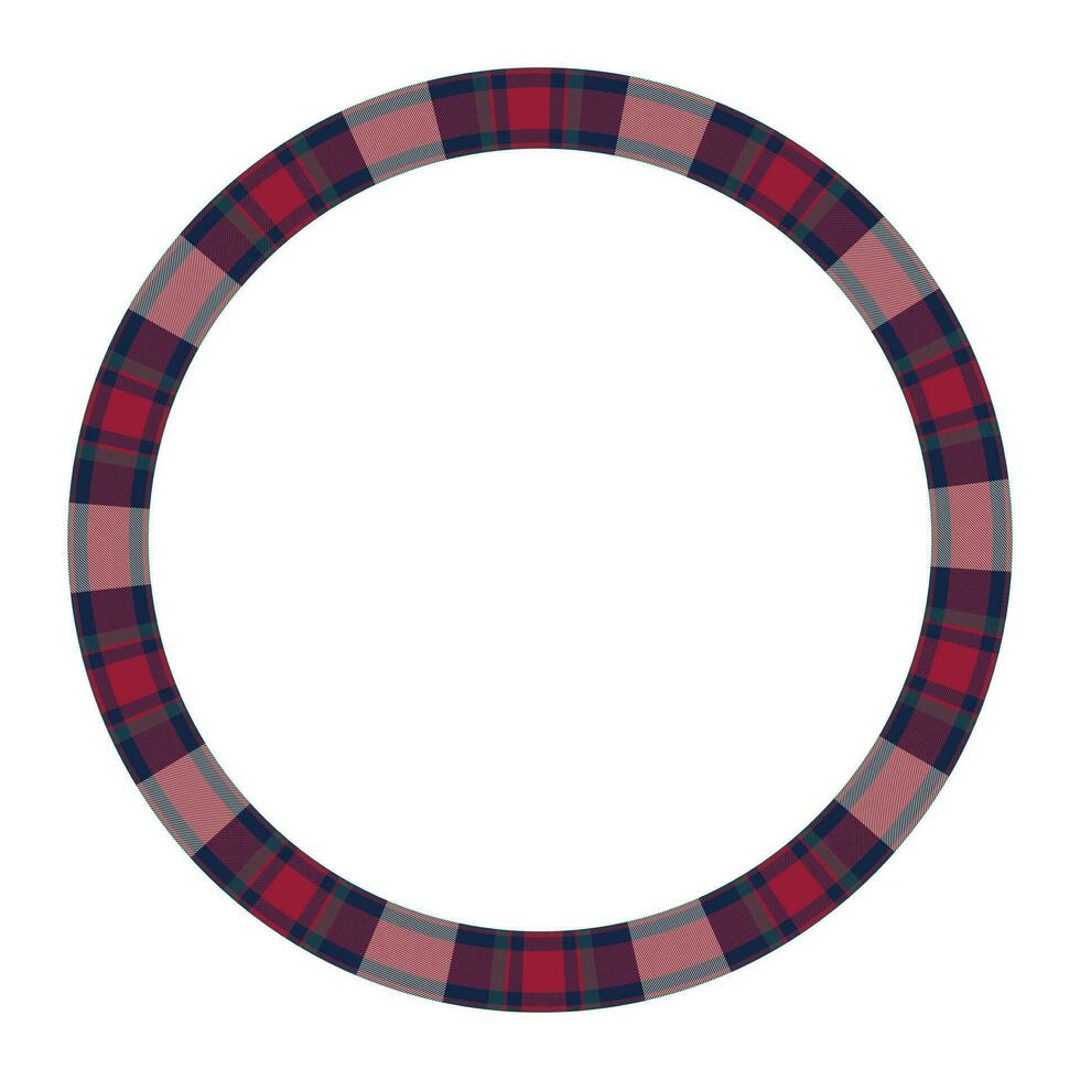 Design-Vorlage für runde Rahmenvektor-Vintage-Muster. kreisrand entwirft karierte stoffstruktur. schottischer Tartan-Hintergrund für Collagenkunst, GIF-Karte, Kunsthandwerk. vektor