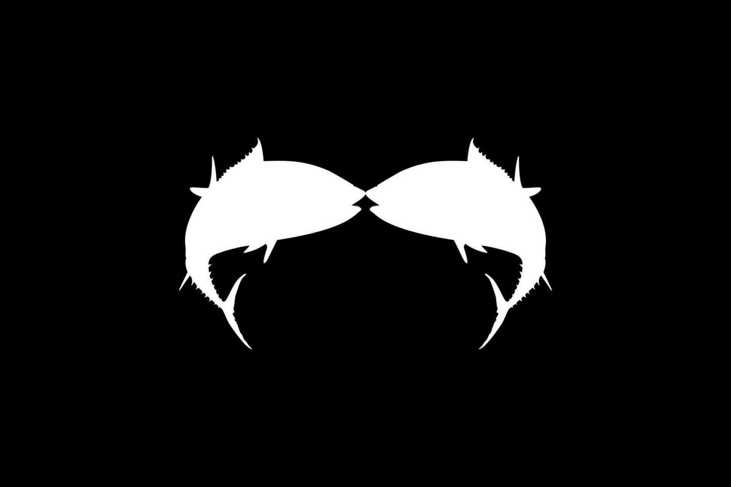 Paar von das Thunfisch Fisch Silhouette, können verwenden zum Logo Typ, Kunst Illustration, Piktogramm, Webseite oder Grafik Design Element. Vektor Illustration