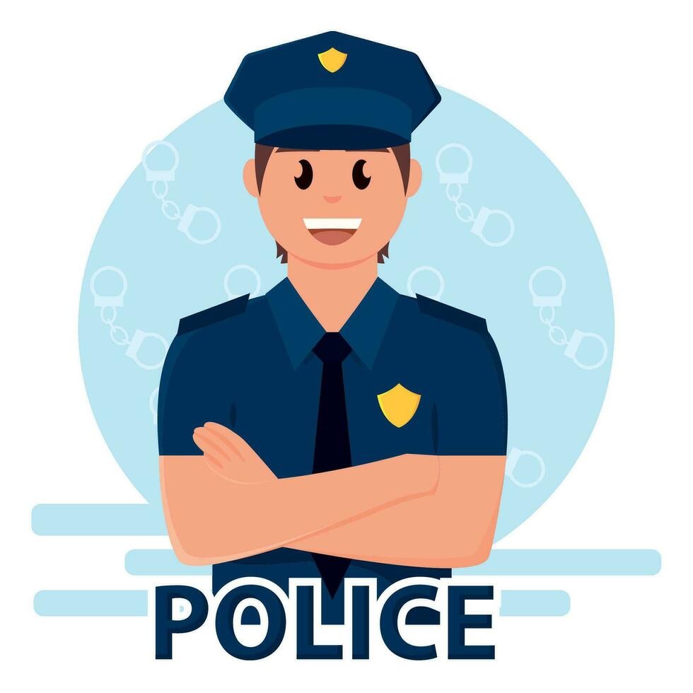 isoliert männlich süß Polizei Charakter Beruf Vektor