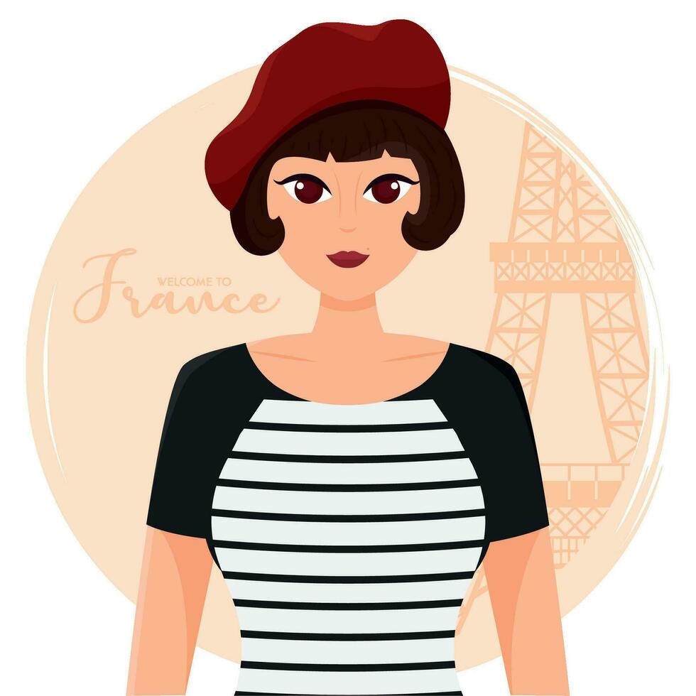 isoliert weiblich Französisch Charakter mit traditionell Kleider Frankreich Konzept Vektor