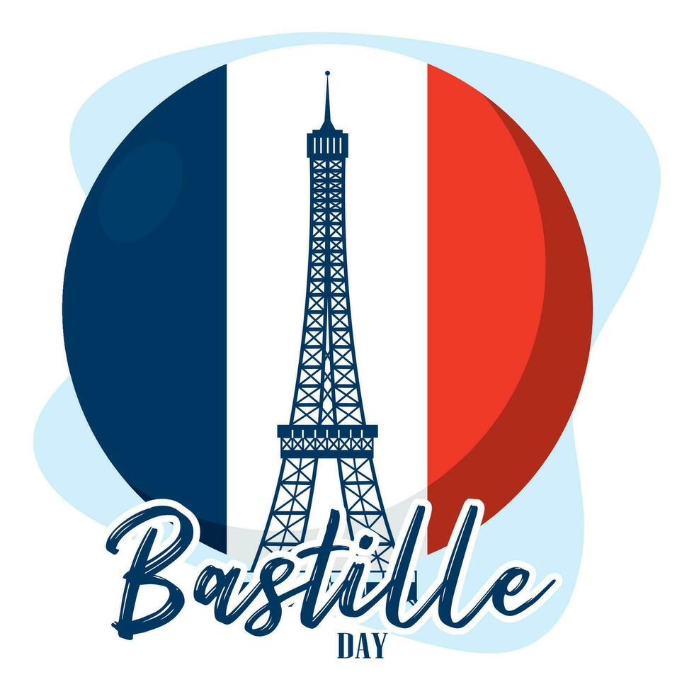 isoliert Abzeichen mit Französisch Flagge und Eiffel Turm Wahrzeichen Bastille Tag Vektor