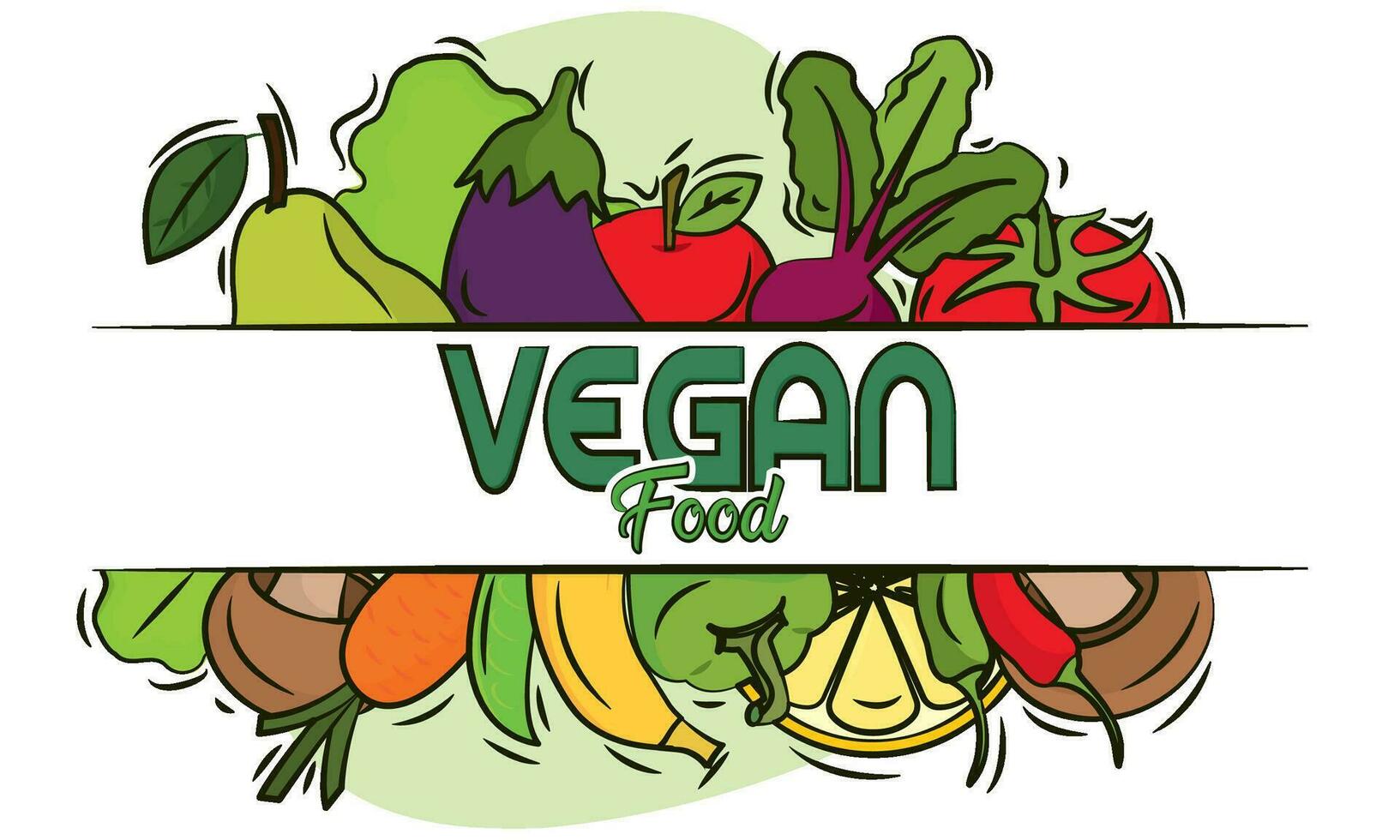 Gruppe von Früchte und Gemüse auf ein Banner vegan Lebensstil Vektor