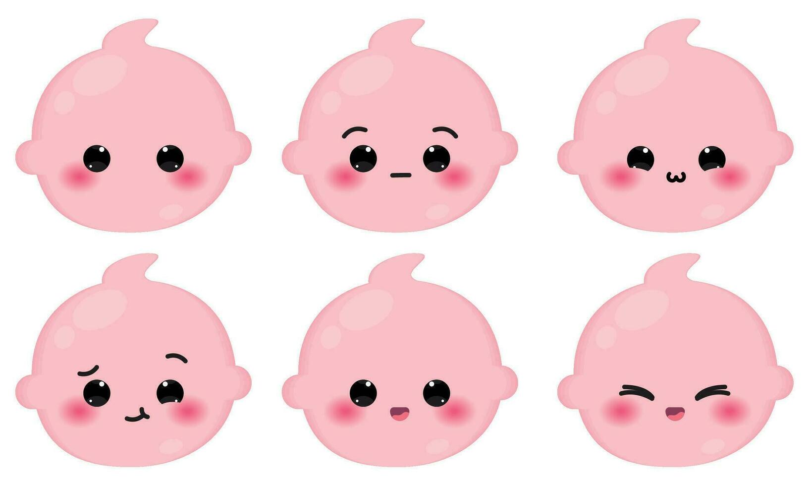 uppsättning av färgad söt bebis emoji ikoner vektor