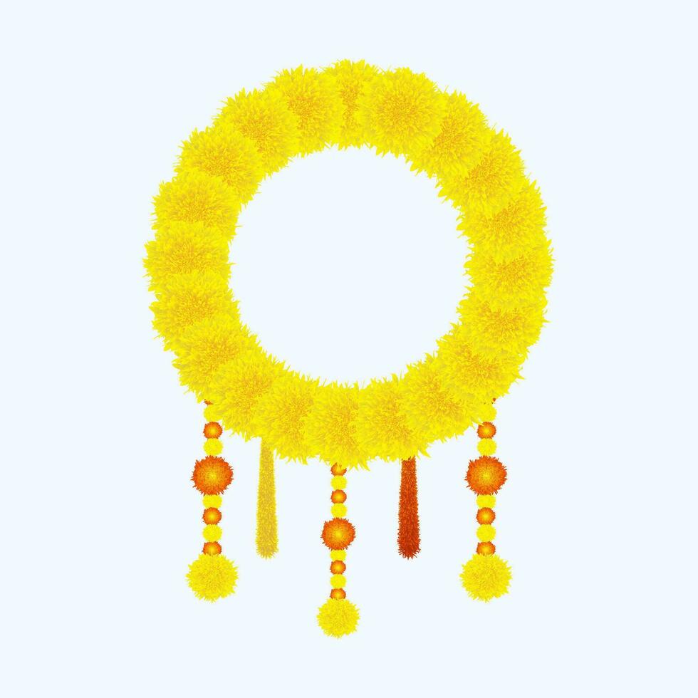 traditionell indisch Ringelblume Blume Girlande mit Mango Blätter. Dekoration zum indisch Hindu Ferien oder Hochzeiten oder Puja Festival, indisch Festival Blume Dekoration vektor