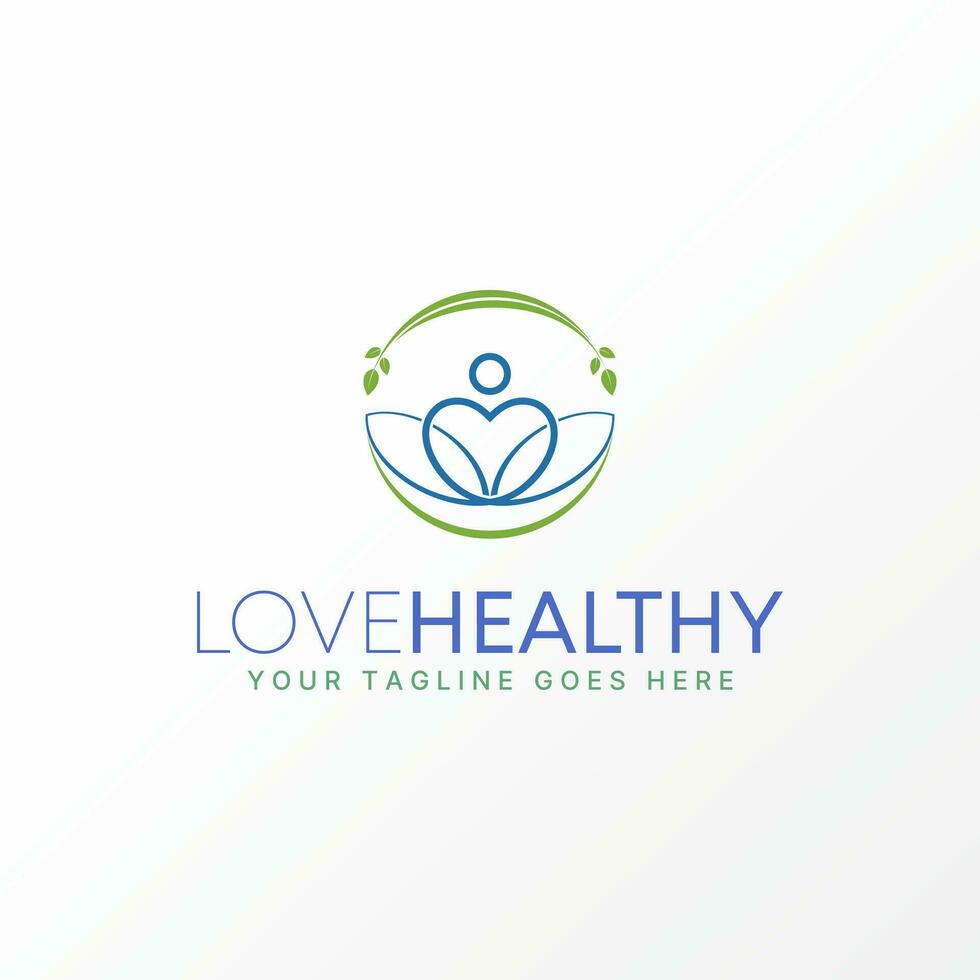 logotyp design grafisk begrepp kreativ abstrakt premie vektor stock tecken silhuett kärlek, löv, och lotus. relaterad till friska vård meditation yoga