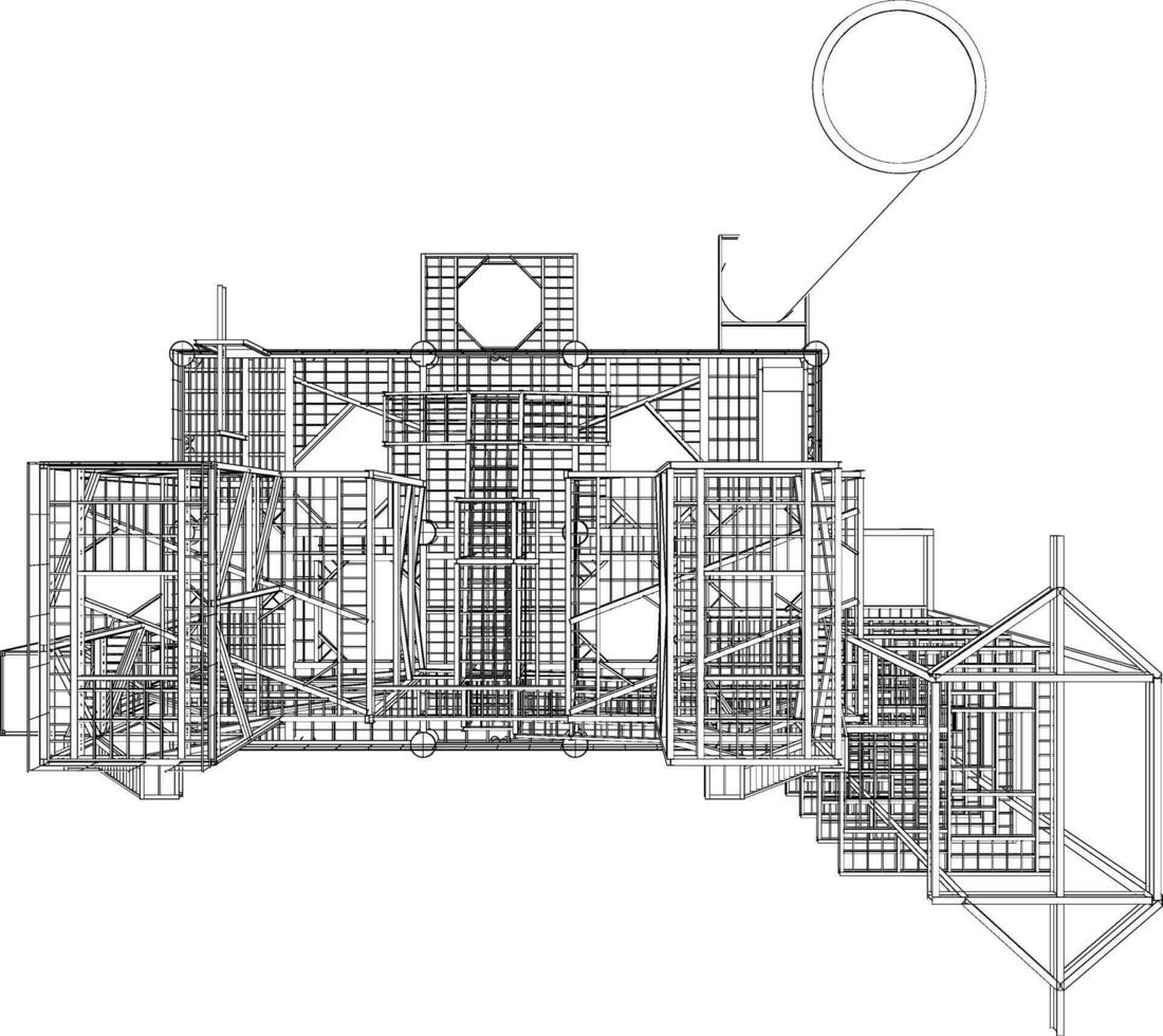 3d illustration av industriell byggnad vektor